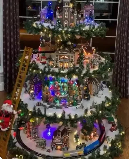 🎅Ferris Wheel Christmas Tree (With A Train, A Ferris Wheel, A Brightly Lit House And A Santa)🎄